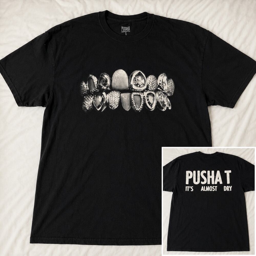 Pusha T Pusha T It’s Almost Dry Graphic Tour T Shirt Black  L Hip Hop Streetwear